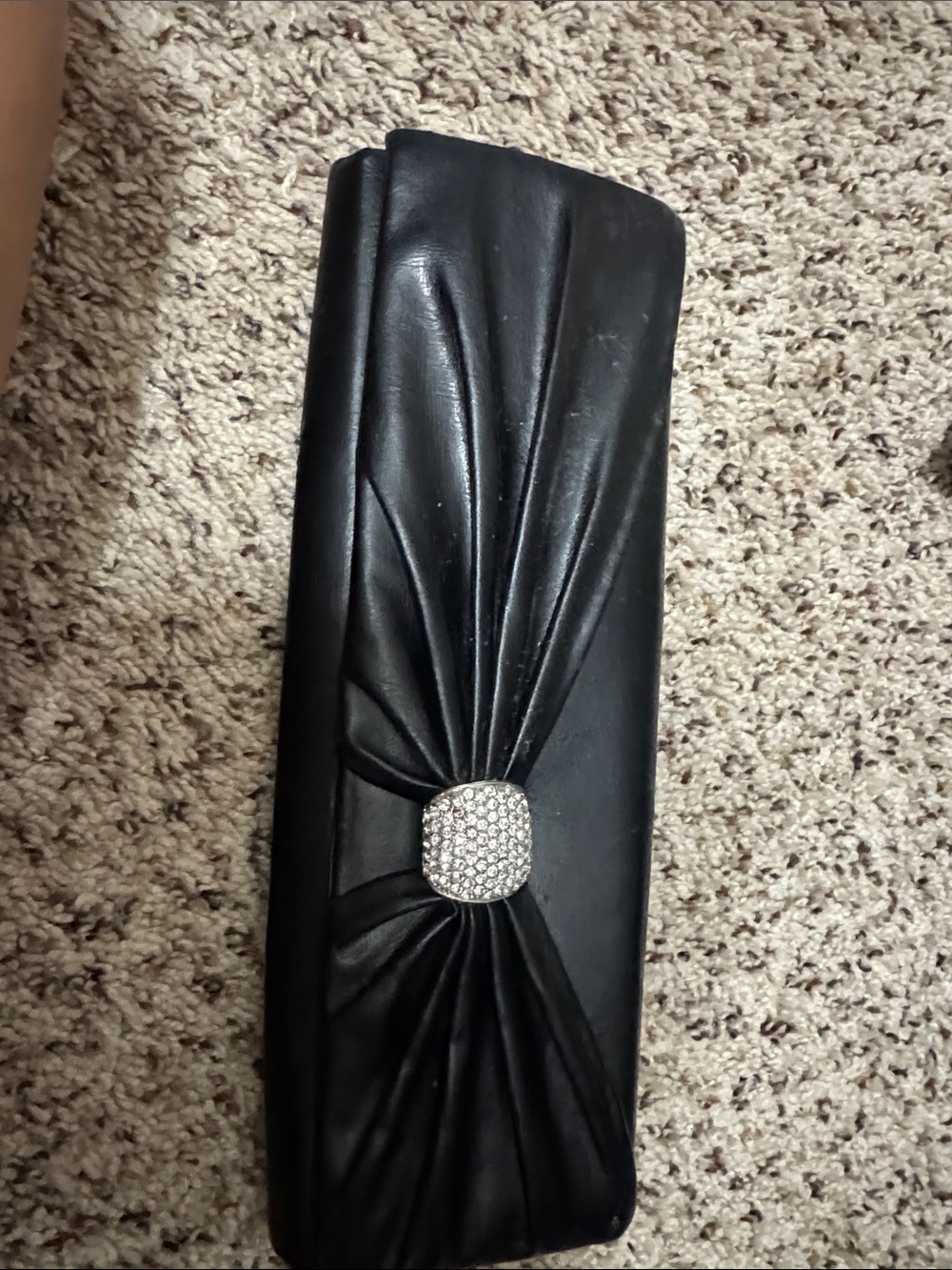 Black Evening Clutch with Crystal Accent
